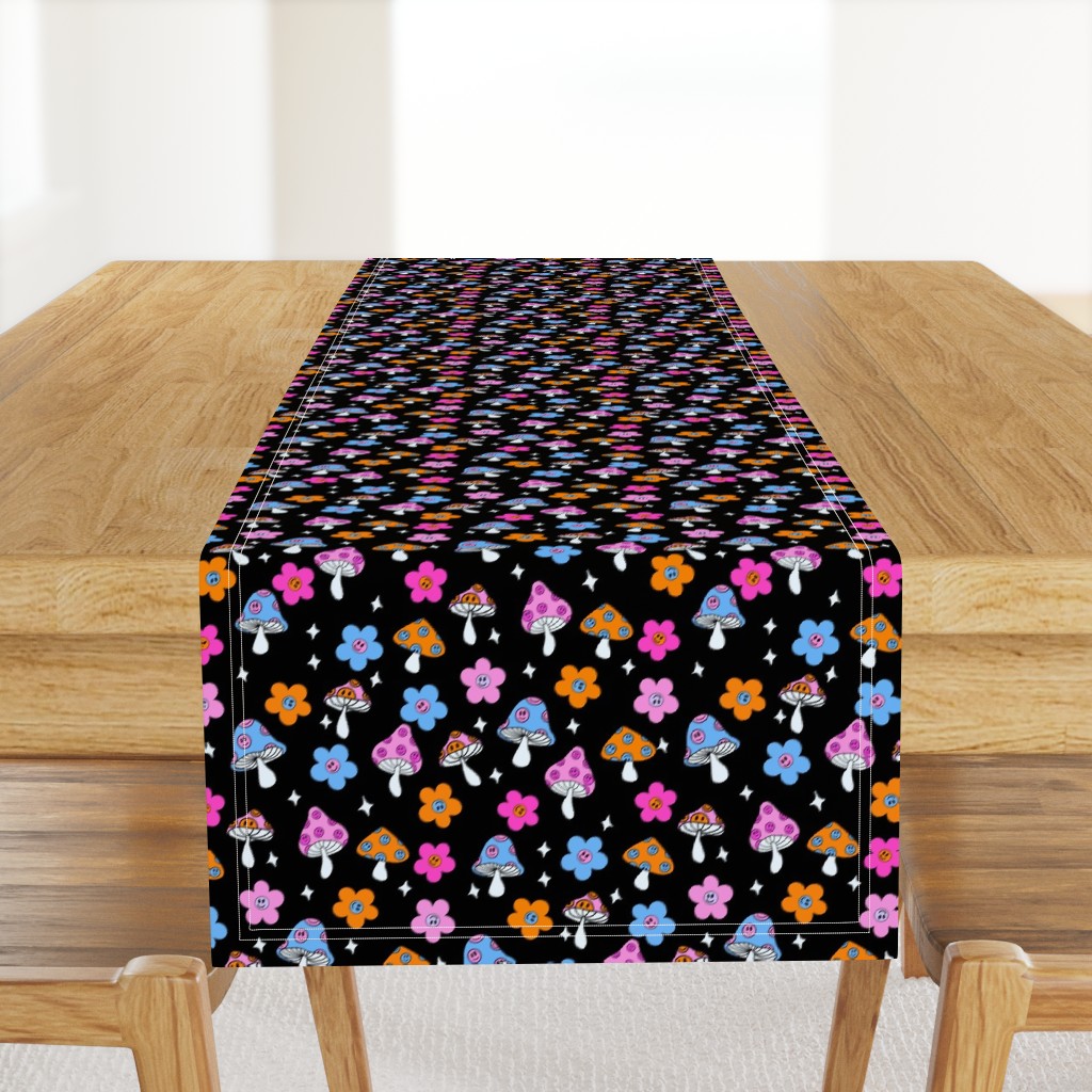 LARGE shrooms fabric - smiley, trippy, hippie, stars, 