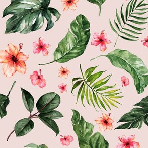 Tropical Hibiscus // Blush Gray