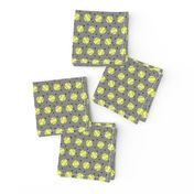 SMALL _ softball fabric - yellow softball fabric, softballs fabric, girls fabric, sports fabric, sports ball, sports -  grey