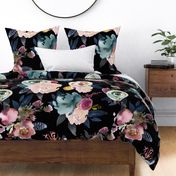 Indigo floral black large 