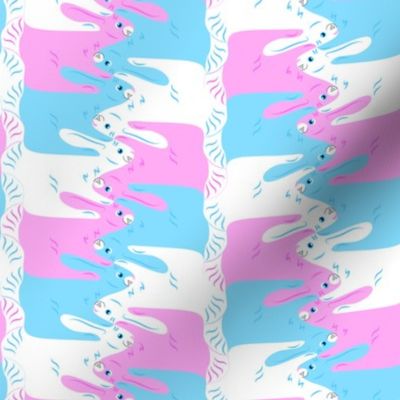Pastel Bunny Rabbits Tesselation in Pink and Blue