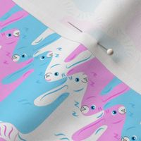 Pastel Bunny Rabbits Tesselation in Pink and Blue