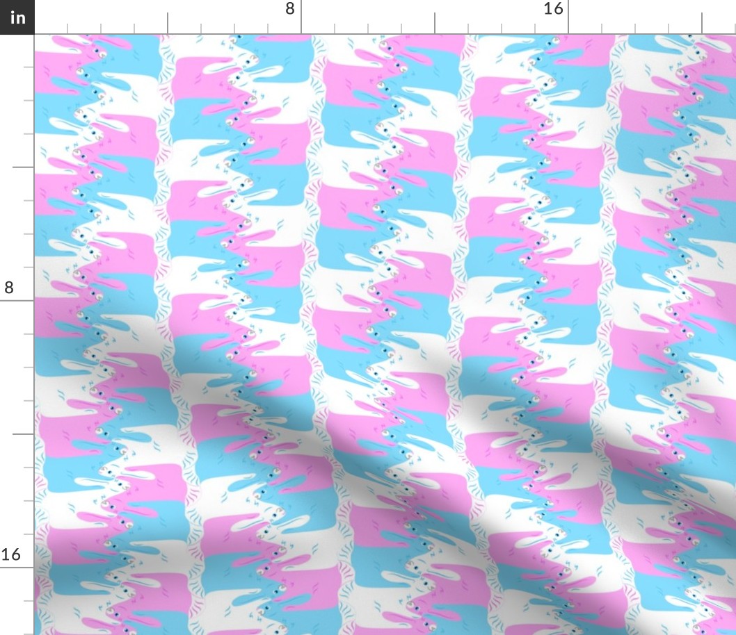 Pastel Bunny Rabbits Tesselation in Pink and Blue