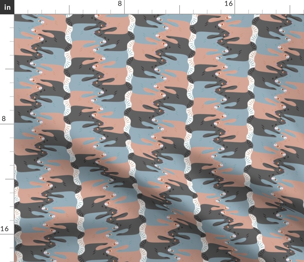 Bunny Rabbit Tessellation in Brown and Gray Grey