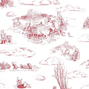 Winnie-the-Pooh Toile, Red on White