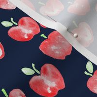 watercolor apples - navy -  LAD19