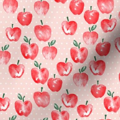 watercolor apples - pink polka -  LAD19