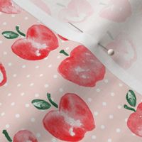 watercolor apples - pink polka -  LAD19