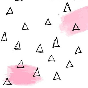 Pink brushstrokes + black triangles