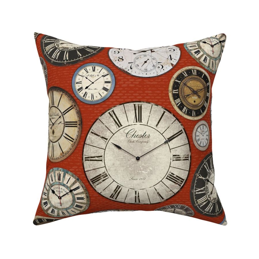 Vintage Clocks terracotta red