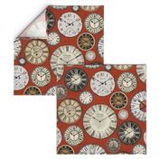 Vintage Clocks terracotta red