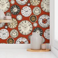 Vintage Clocks terracotta red