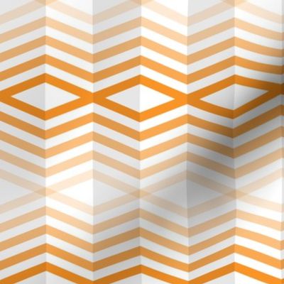 Geometric Pattern: Chevron Cascade: White/Orange