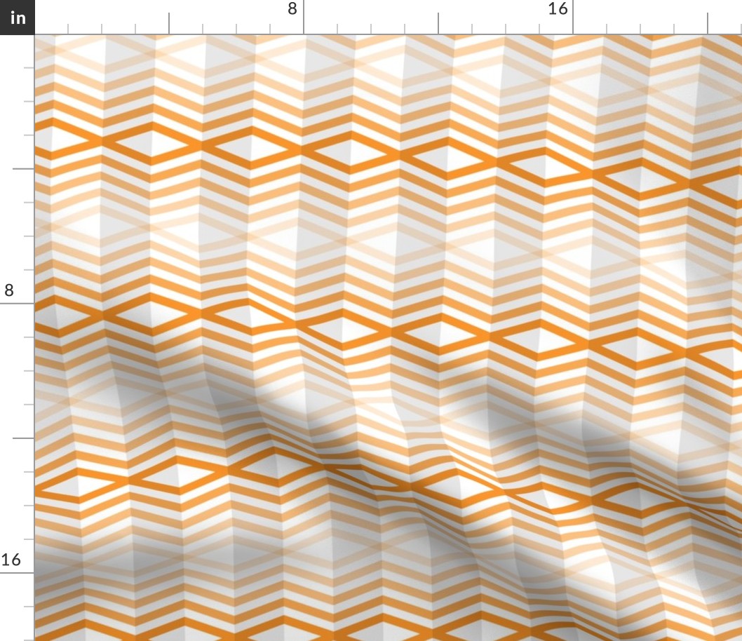 Geometric Pattern: Chevron Cascade: White/Orange