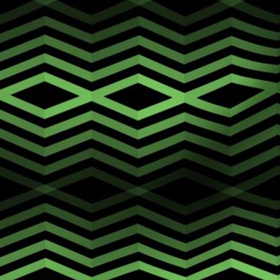 Geometric Pattern: Chevron Cascade: Black/Green