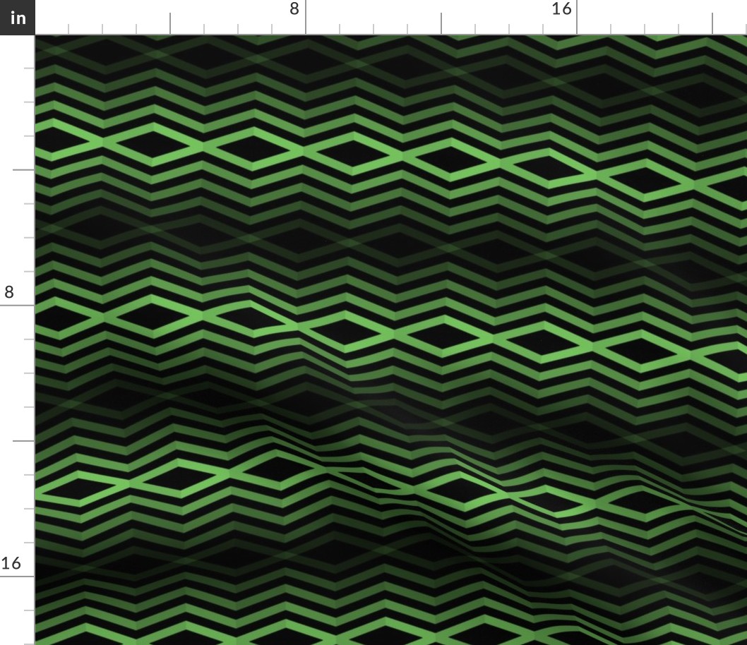 Geometric Pattern: Chevron Cascade: Black/Green