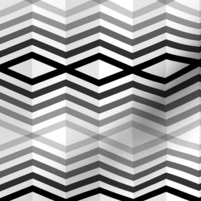 Geometric Pattern: Chevron Cascade: White/Black