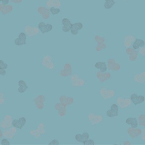 Ditsy Butterflies and Hearts - dusty blue - 2040212