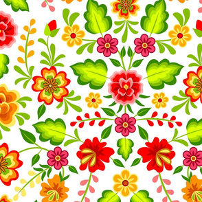 mexican flowers on white (large scale)