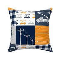 Lineman patchwork - electrical transmission - orange, navy, grey - LAD19