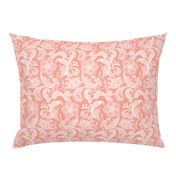 floral lace - white on bright coral