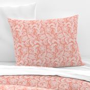 floral lace - white on bright coral