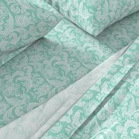 floral lace - white on mint