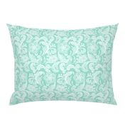 floral lace - white on mint