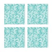 floral lace - white on teal