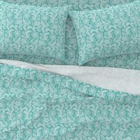 floral lace - white on teal