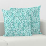 floral lace - white on teal