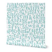 stamped alphabet - aqua