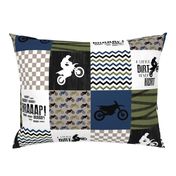 Motocross//A little Dirt Never Hurt - Navy/Olive/Taupe - Wholecloth Cheater Quilt