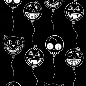 Spooky baloons white on black