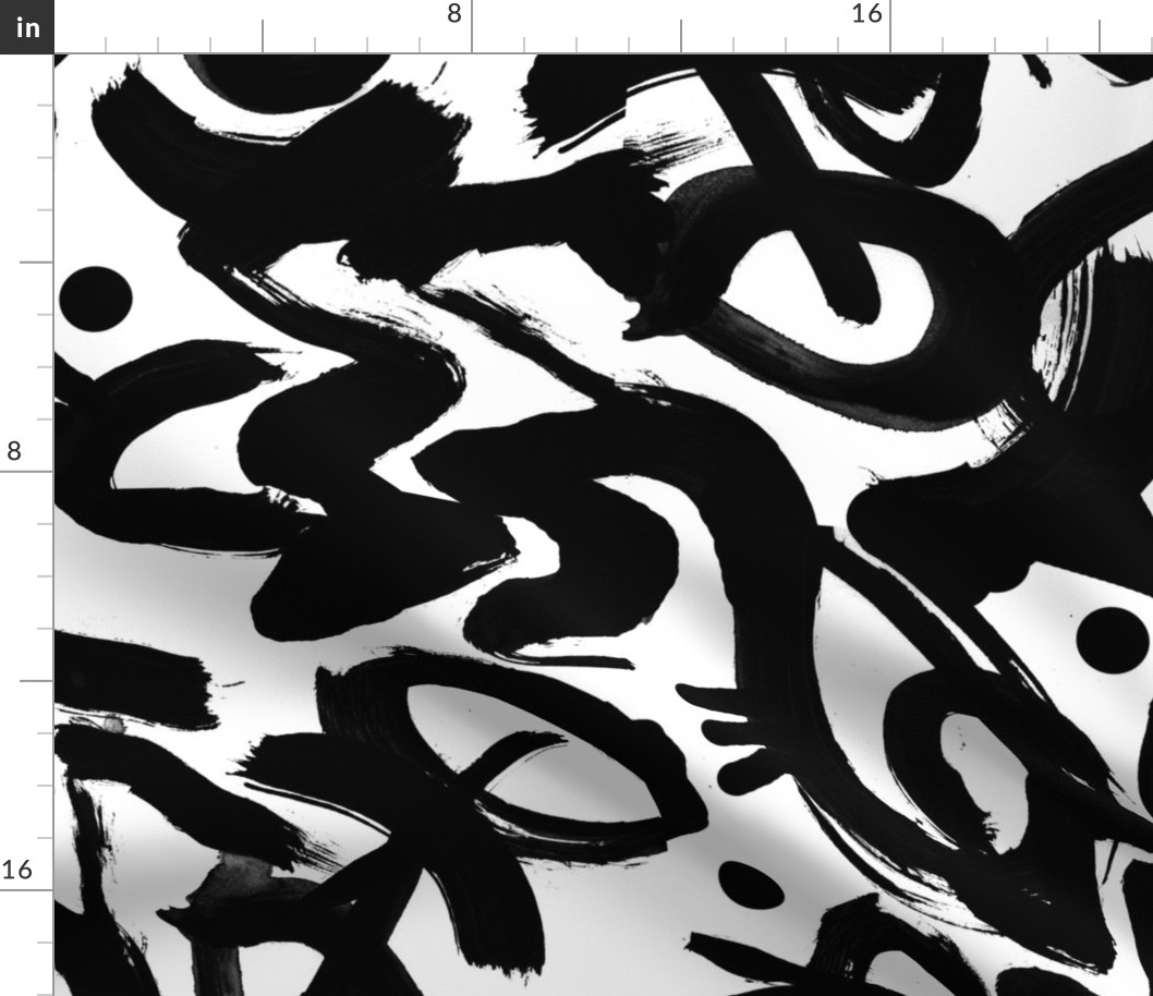  black and white abstract brush stroke artistic graphic large scale