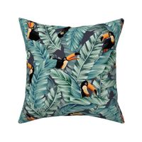 Tropical Toucans on Banana Leaves