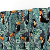 Tropical Toucans on Banana Leaves