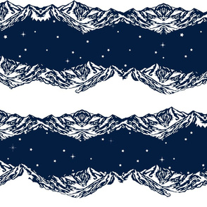 Mountain Peaks Navy Blue and White