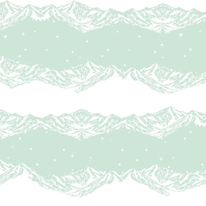 Mountain Peaks Starry Sky Pale Mint and White