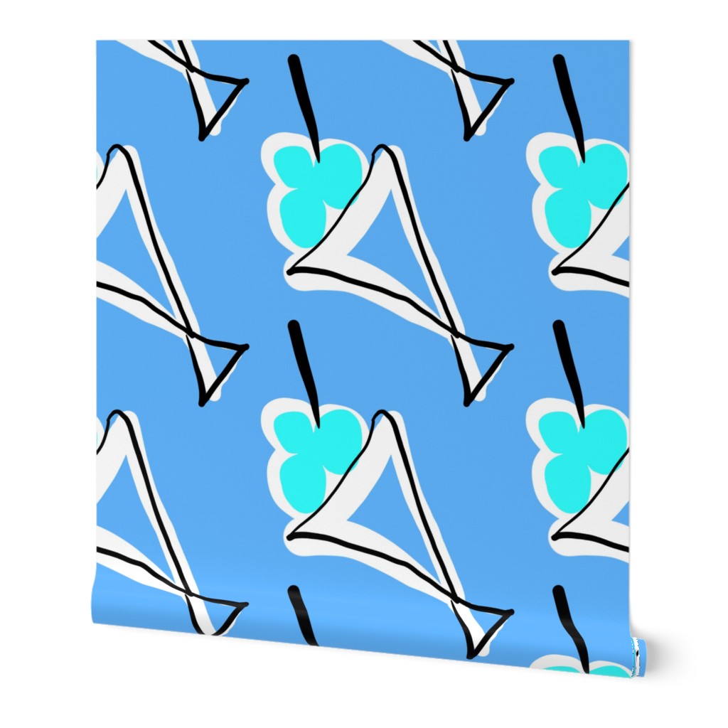 Retro ice cream float blue turquoise white black