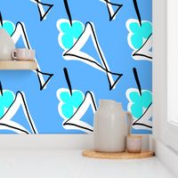 Retro ice cream float blue turquoise white black