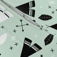 Adventure Teepee Arrow Feather - Mint Black and White