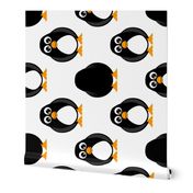 Cute Penguins Black and White Rotated