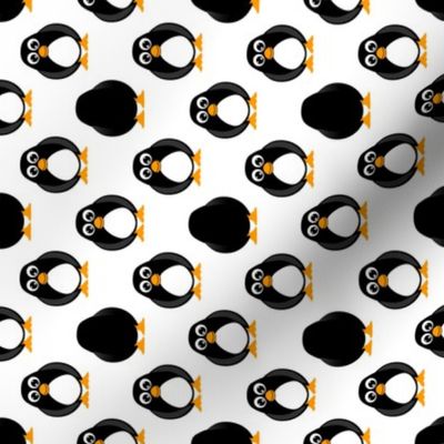 Cute Penguins Black and White Rotated