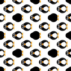 Cute Penguins Black and White Rotated