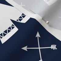 Adventure Teepee Arrow Feather - Navy Blue and White