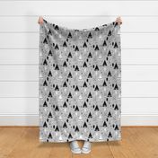 Adventure Teepee Arrow Feather - Gray Black and White