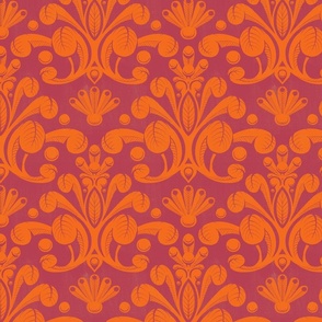 Pink and orange damask