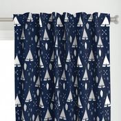 Adventure Teepee Arrow Feather - Navy Gray and White