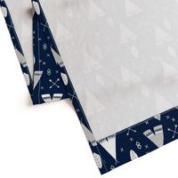 Adventure Teepee Arrow Feather - Navy Gray and White